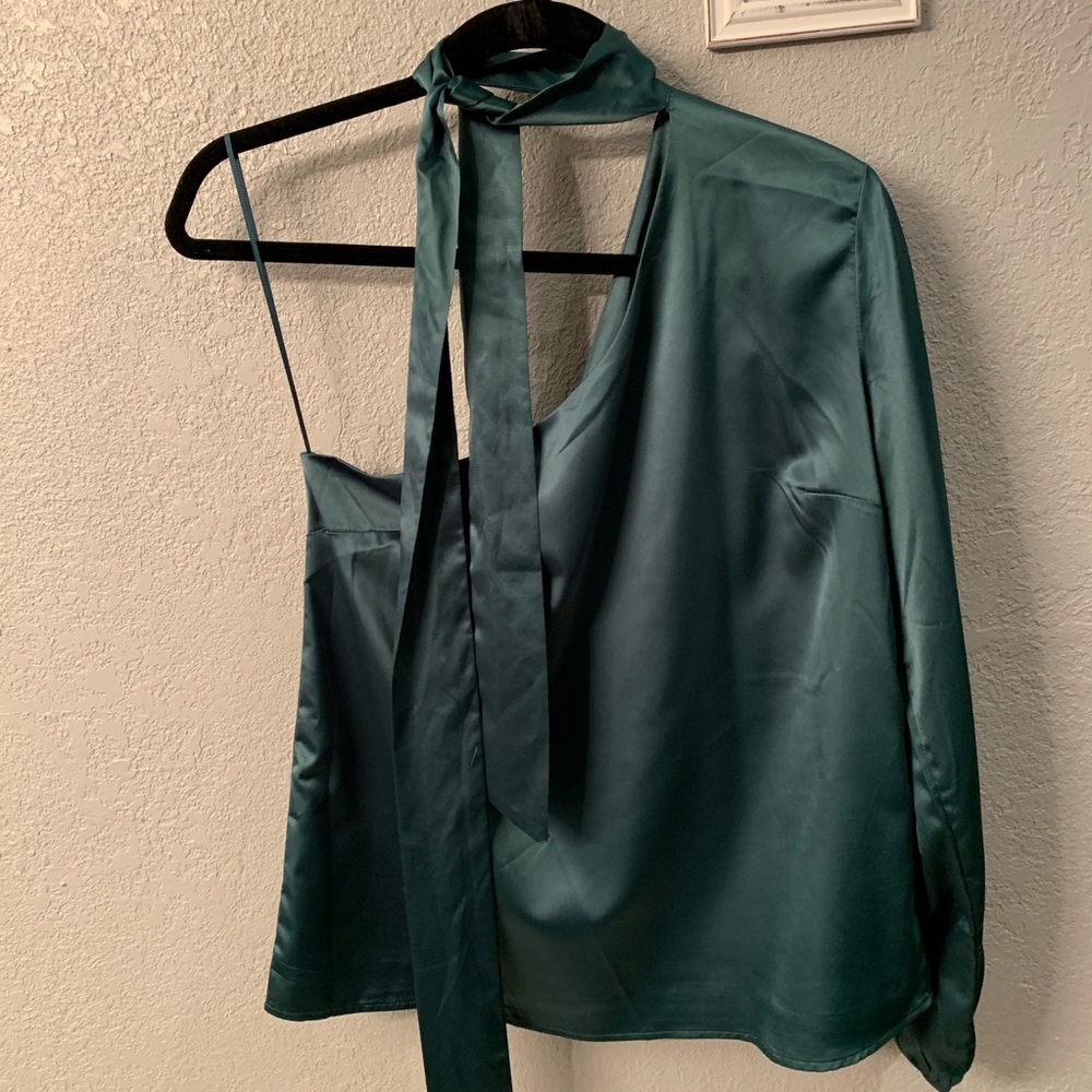 One-sleeve Satin Blouse